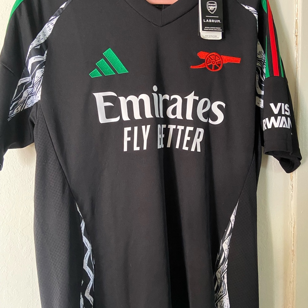 Adidas Black and Green Arsenal Men's Jersey